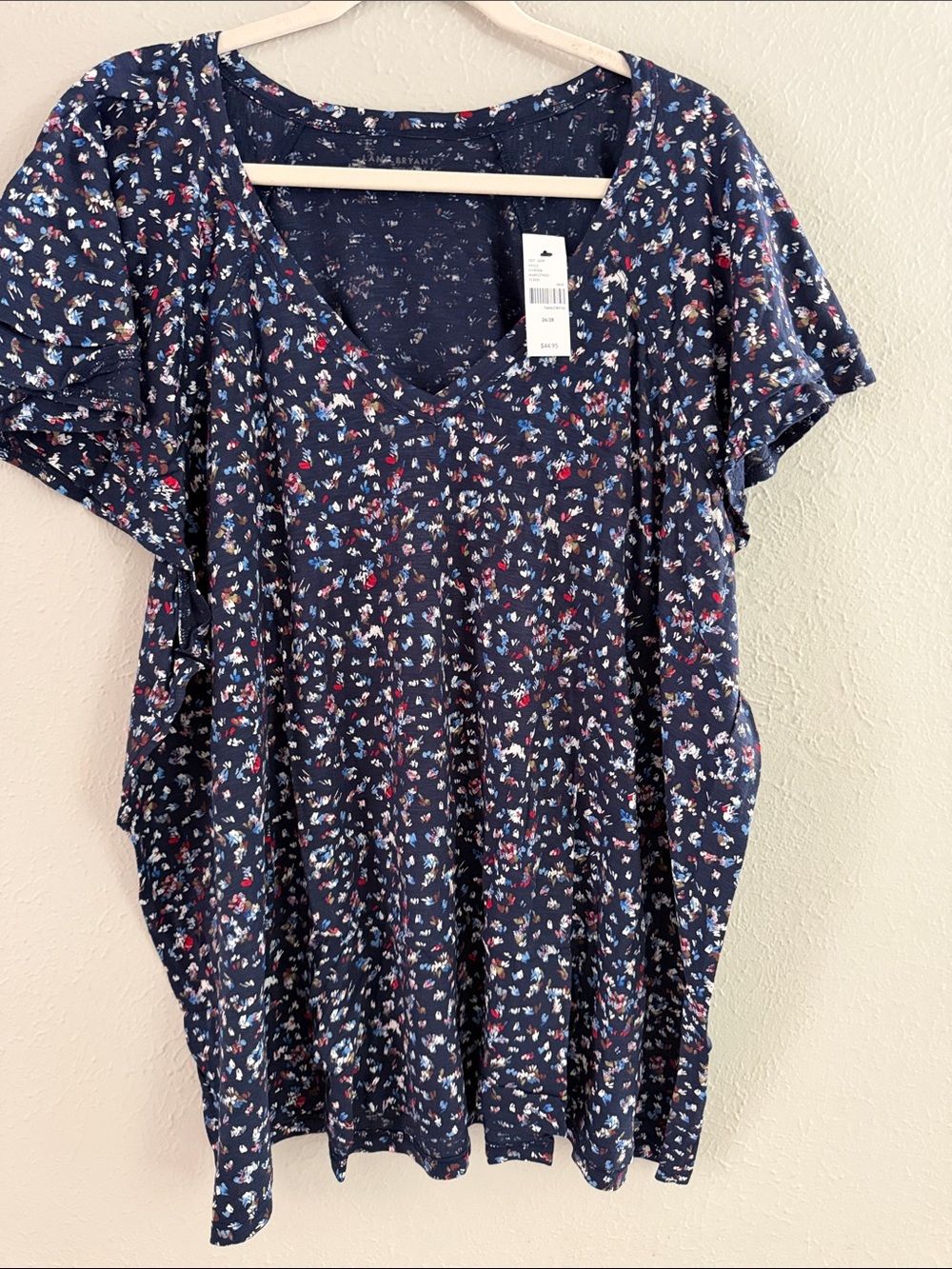 Lane Bryant Navy Floral Scoop Neck Tee